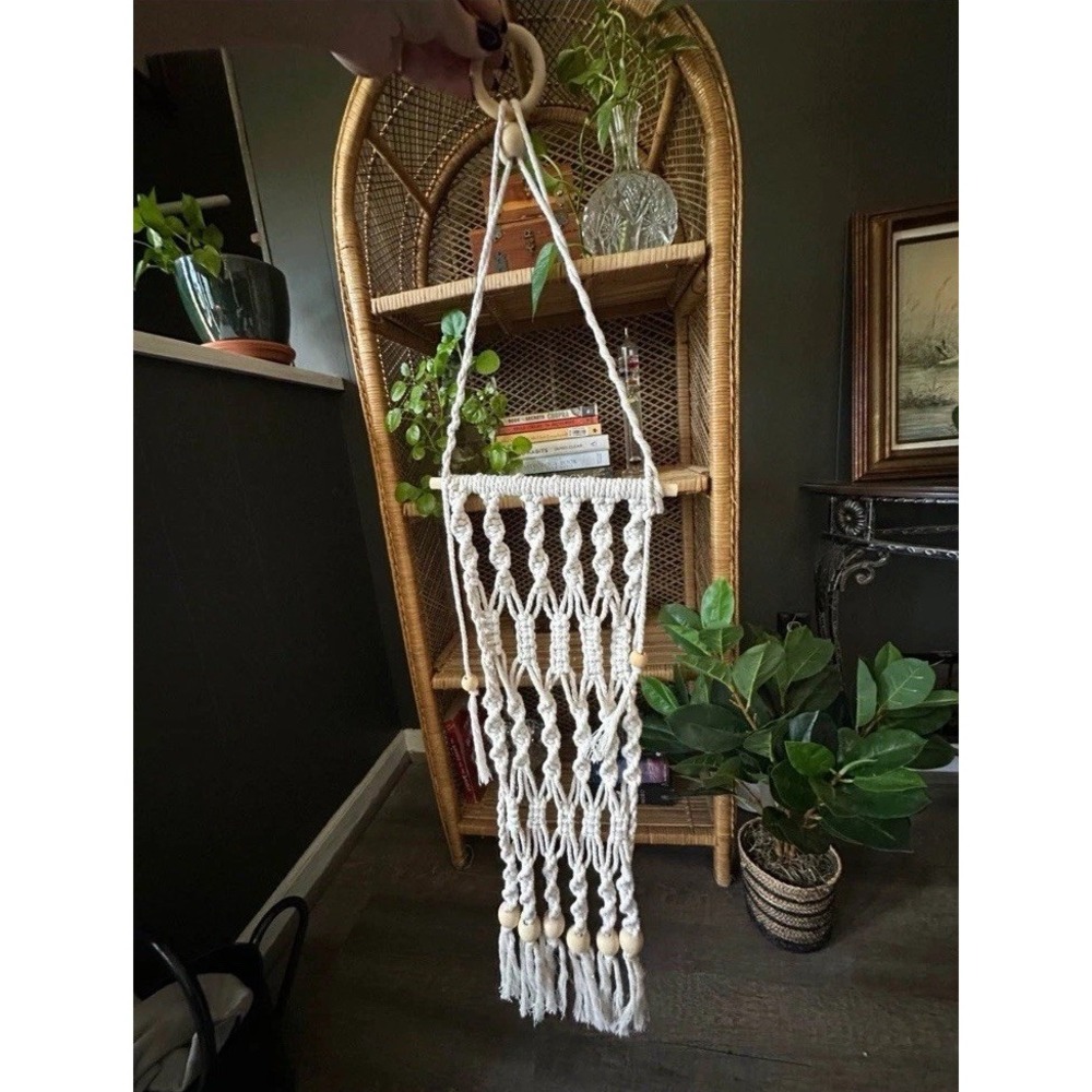 Small Macrame Woven Wall Hanging Cream Boho Cottagexore Witchy